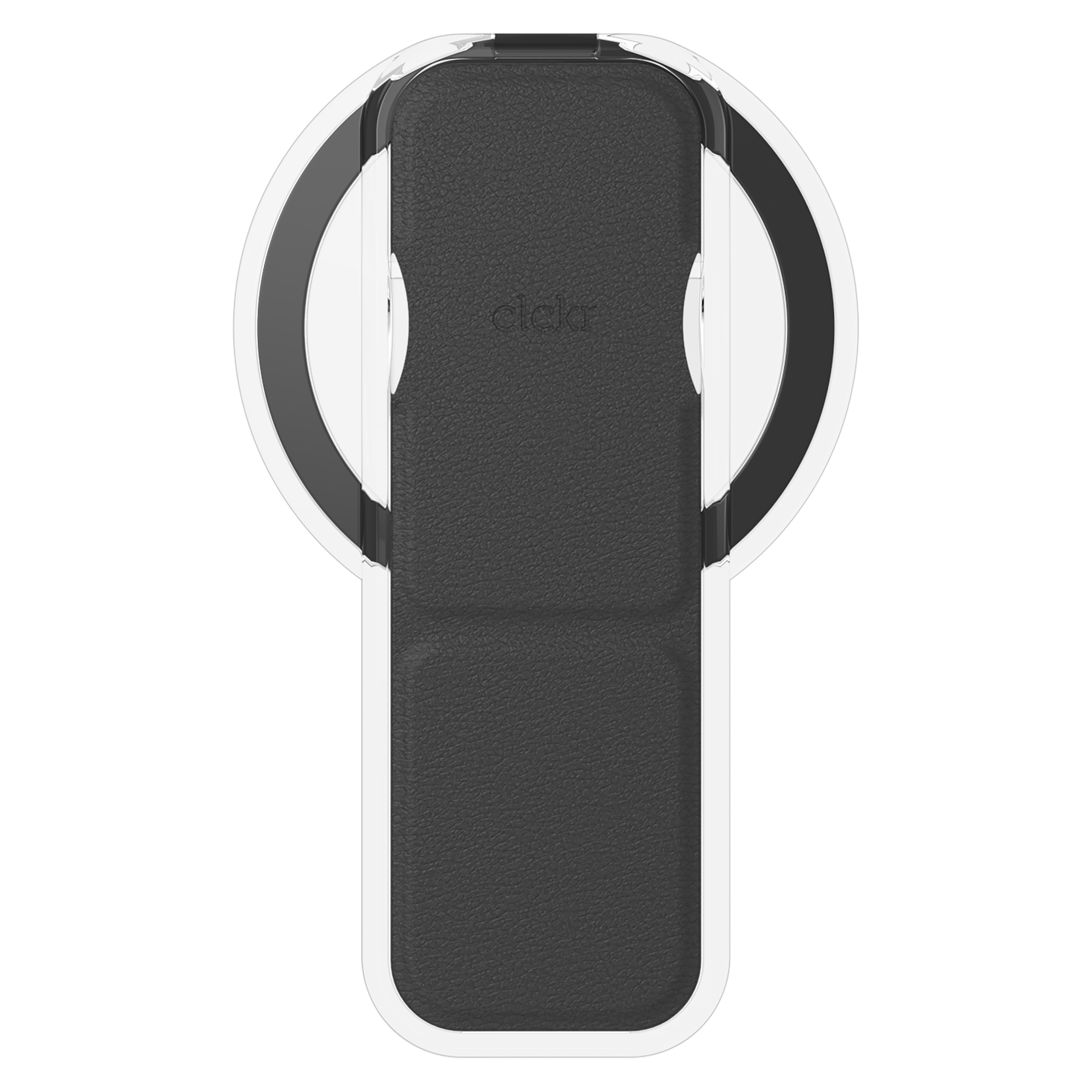 Clckr - Clear Compact Stand And Grip For Android Devices - Smooth Pu Black