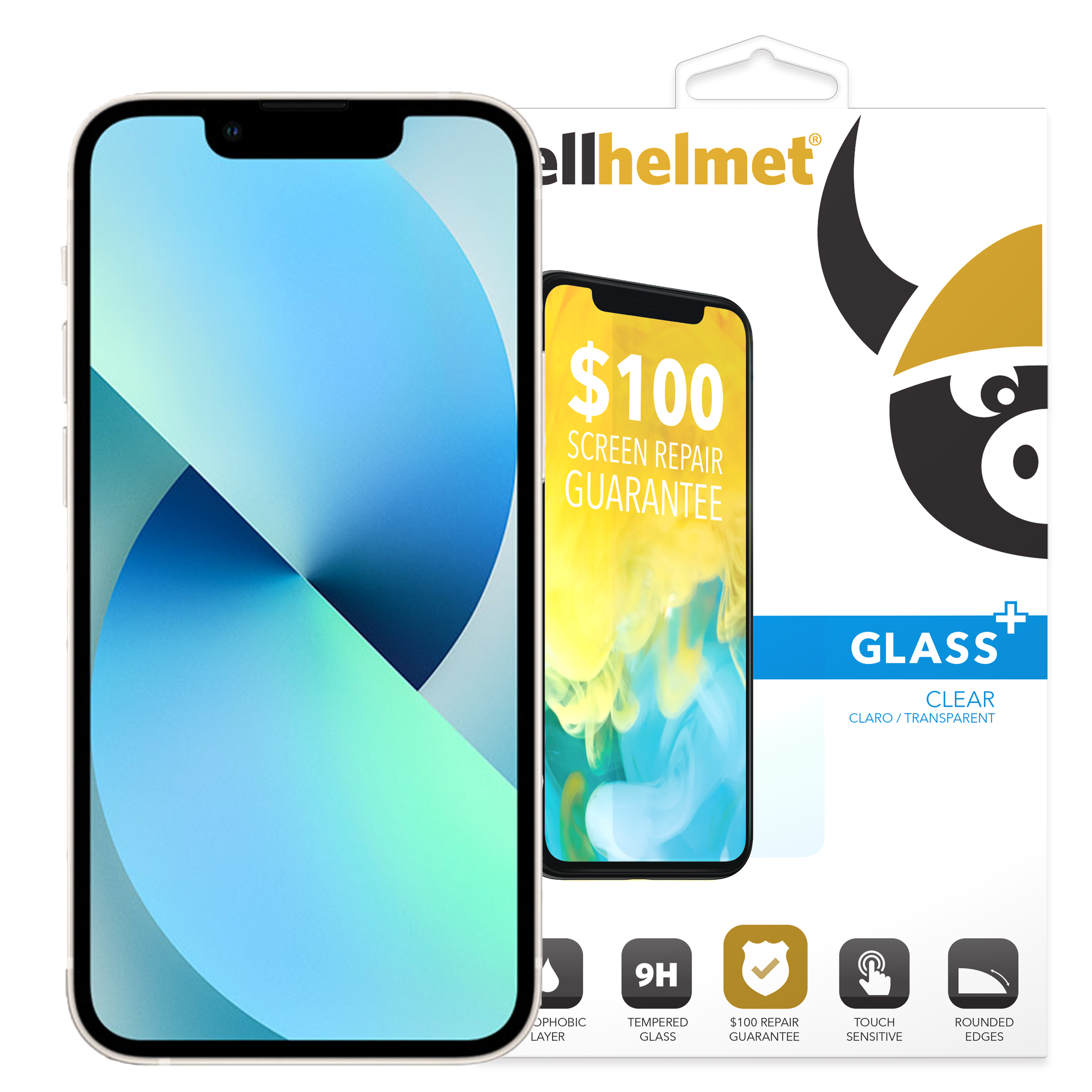 Cellhelmet - Tempered Glass Plus 100 Guarantee Screen Protector For Apple Iphone 13 Mini - Clear