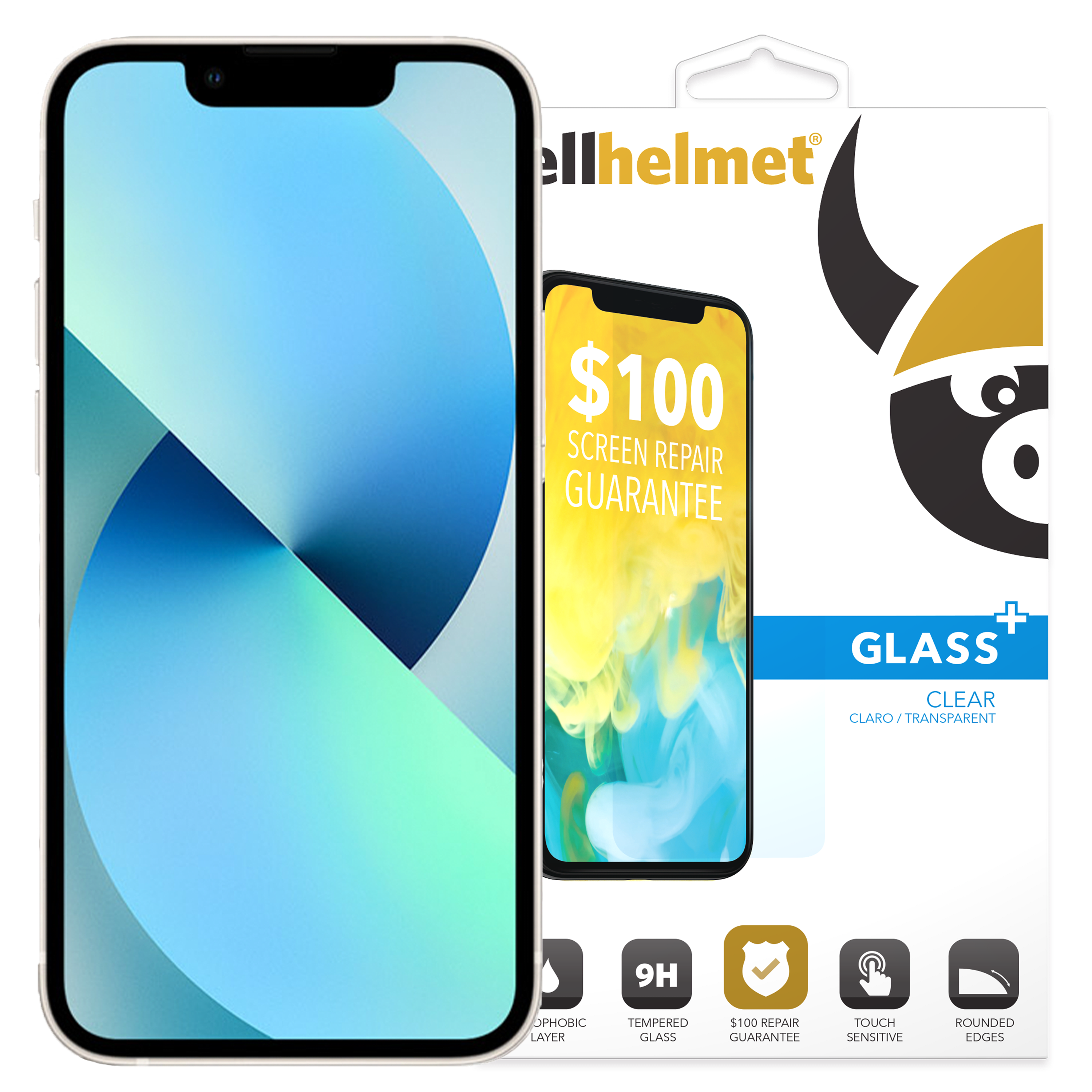 Cellhelmet - Tempered Glass Plus 100 Guarantee Screen Protector For Apple Iphone 14 / 13 / 13 Pro - Clear