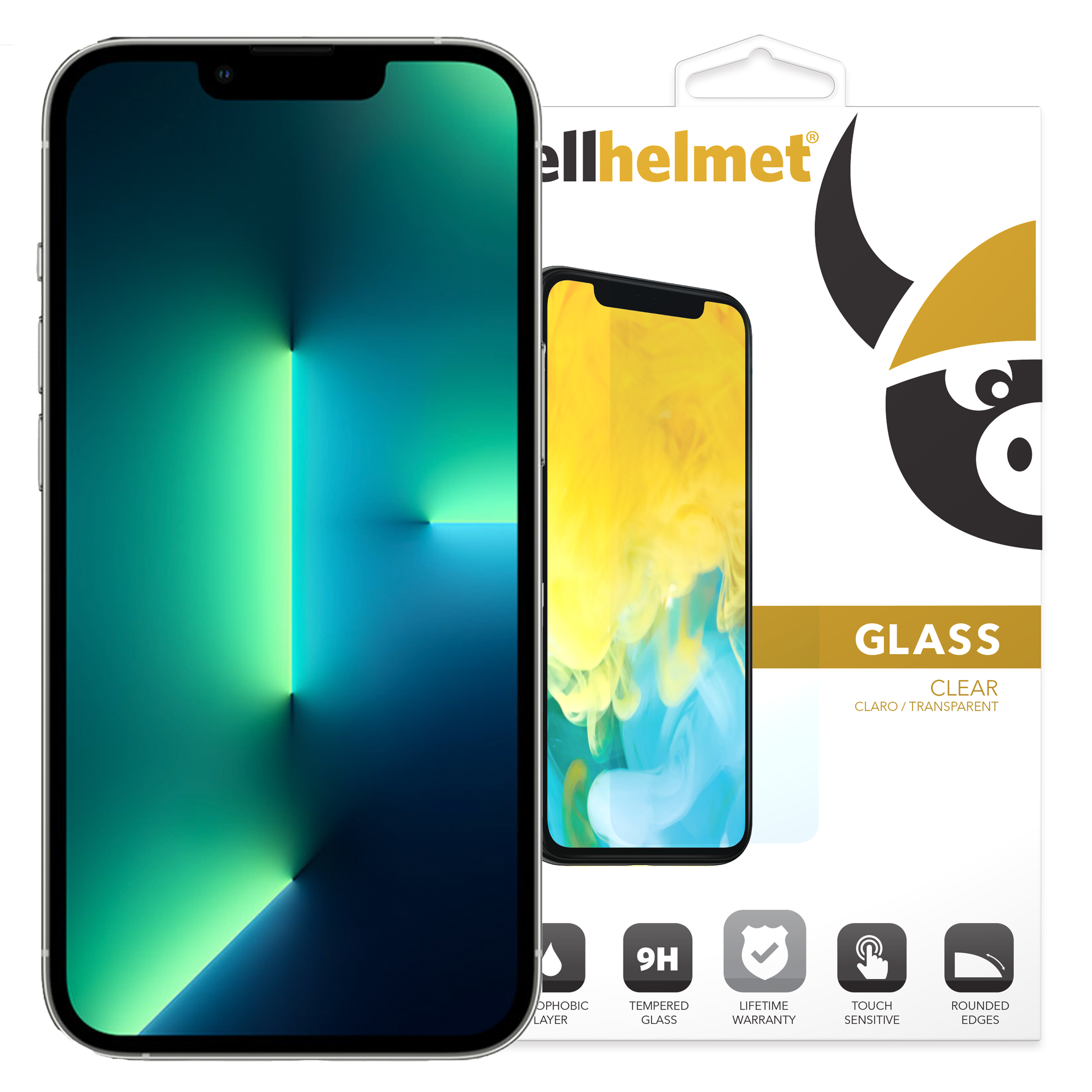 Cellhelmet - Tempered Glass Screen Protector For Apple Iphone 14 / 13 / 13 Pro - Clear