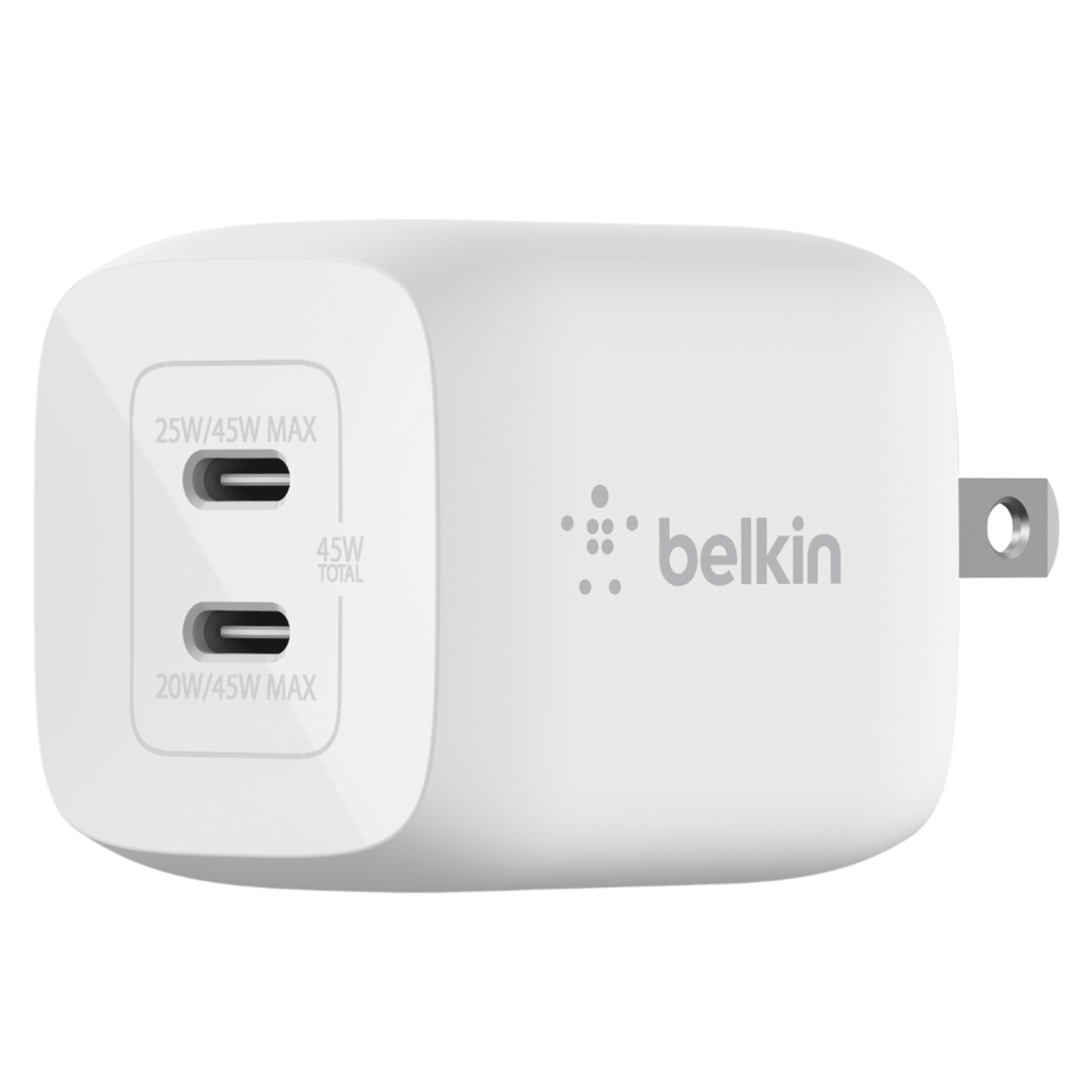 Belkin - Dual Port Usb C Pd Wall Charger With Pps 45w - White
