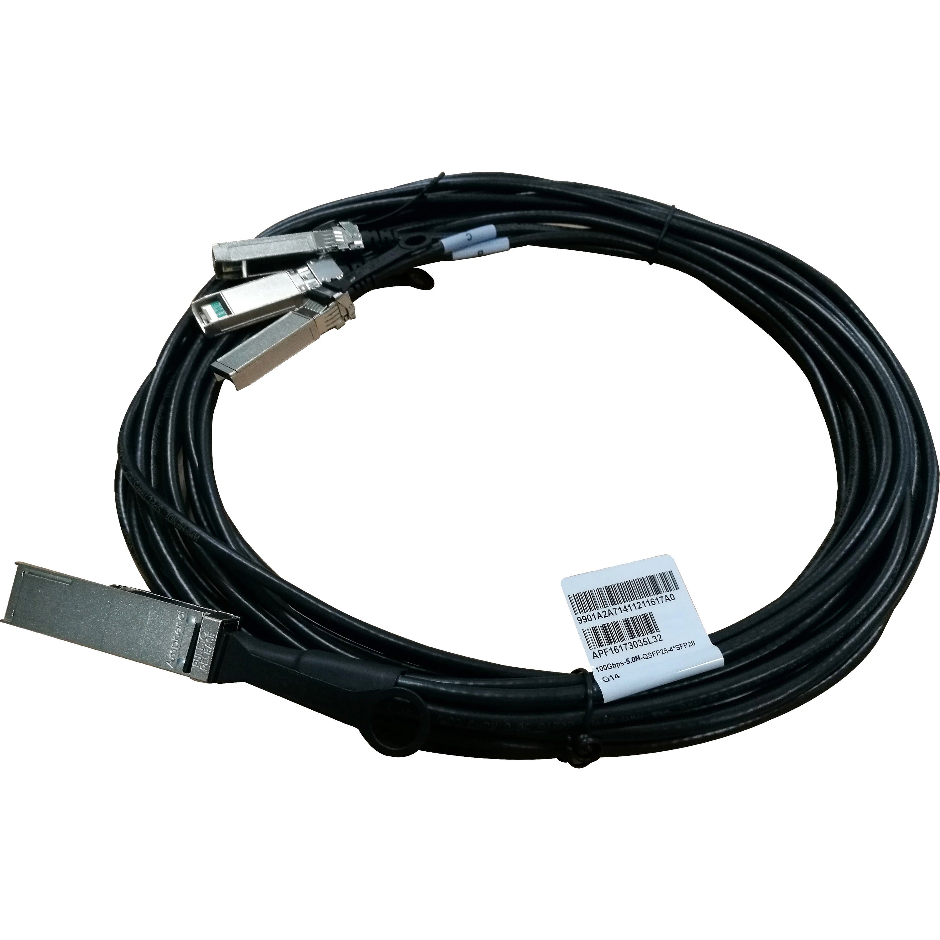 Hewlett HPE X240 QSFP28 4xSFP28 5m Direct Attach Copper Cable