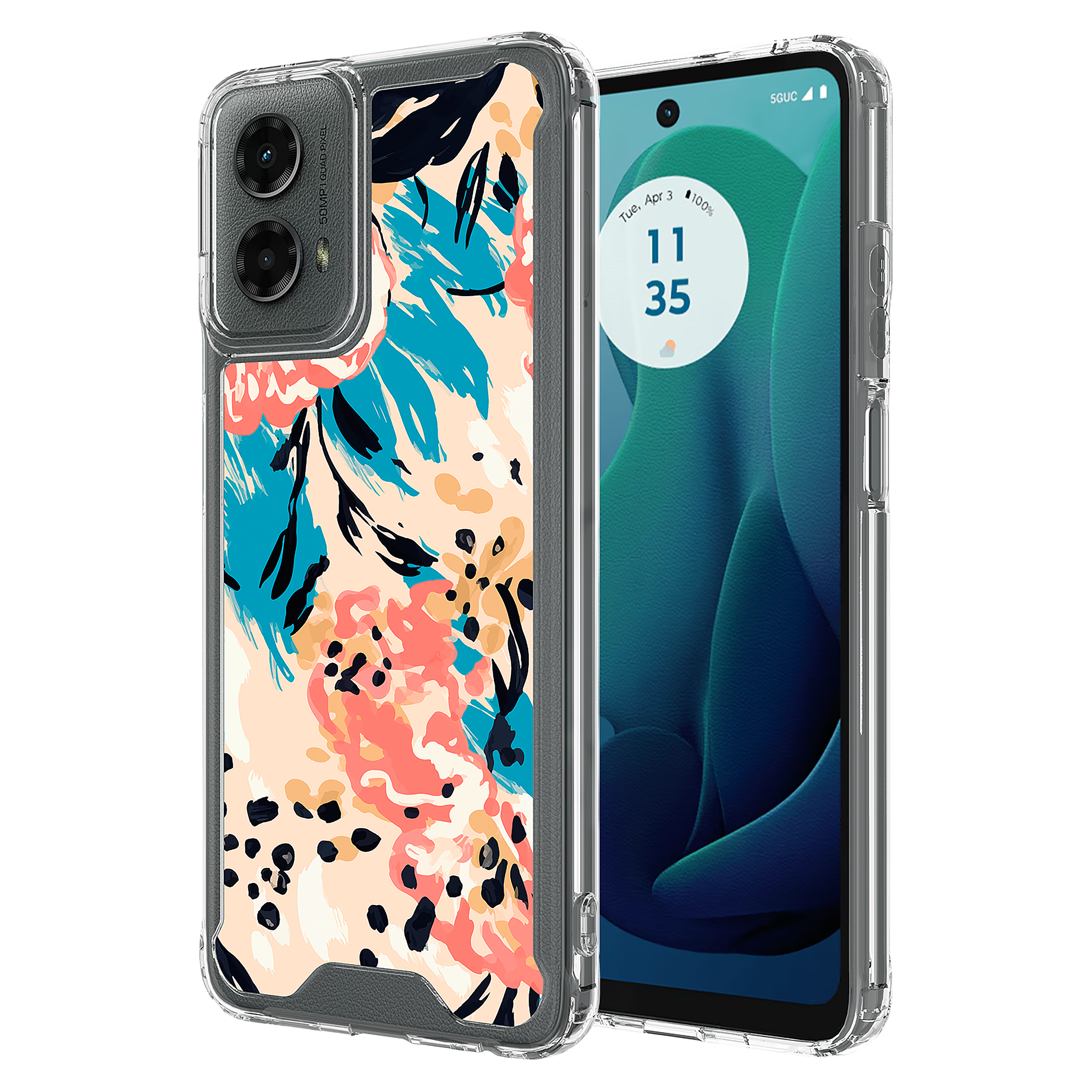 Ampd - Tpu / Acrylic Hd Print Case For Motorola Moto G 5g 2024 - Floral Blue Pattern