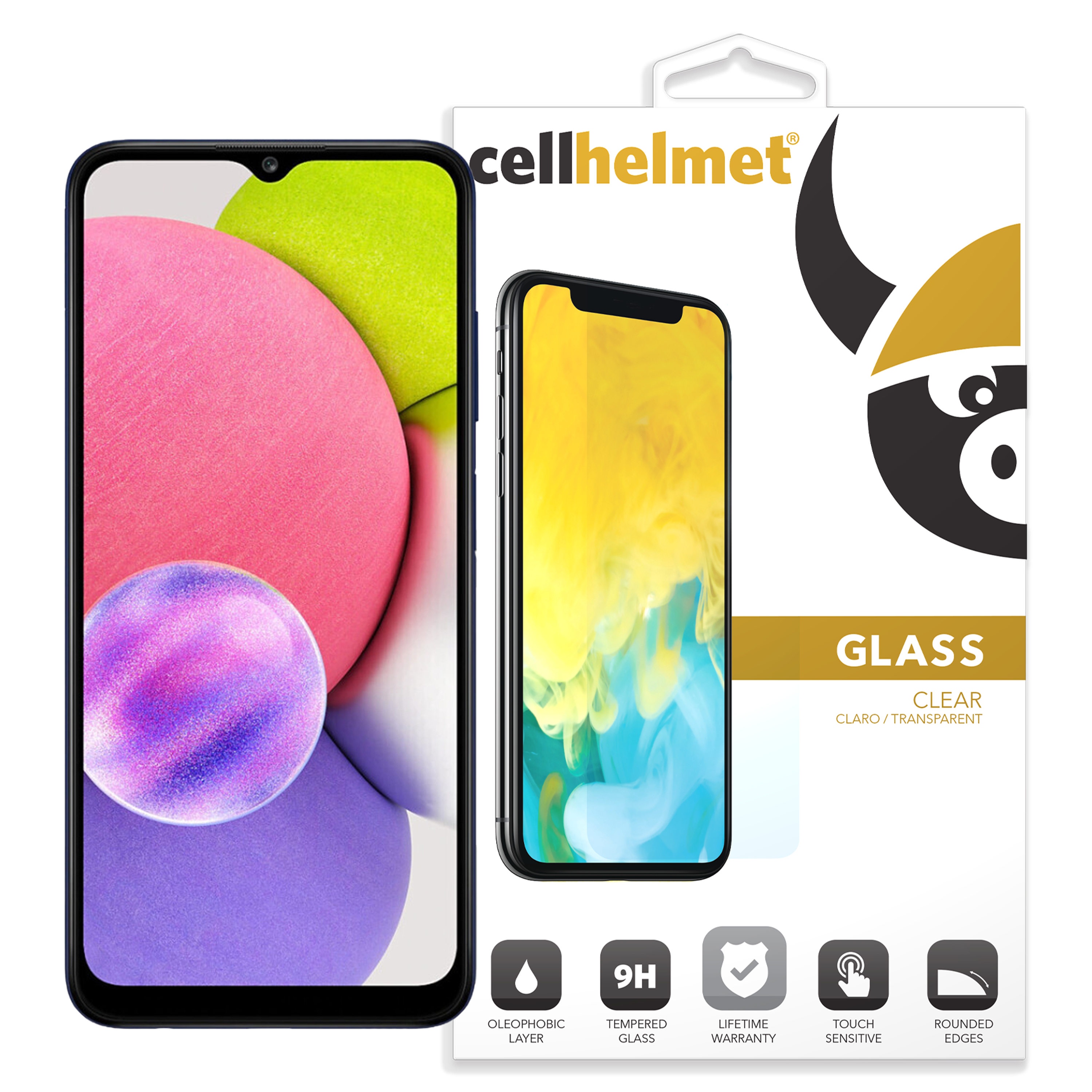 Cellhelmet - Tempered Glass Screen Protector For Samsung Galaxy A03s - Clear