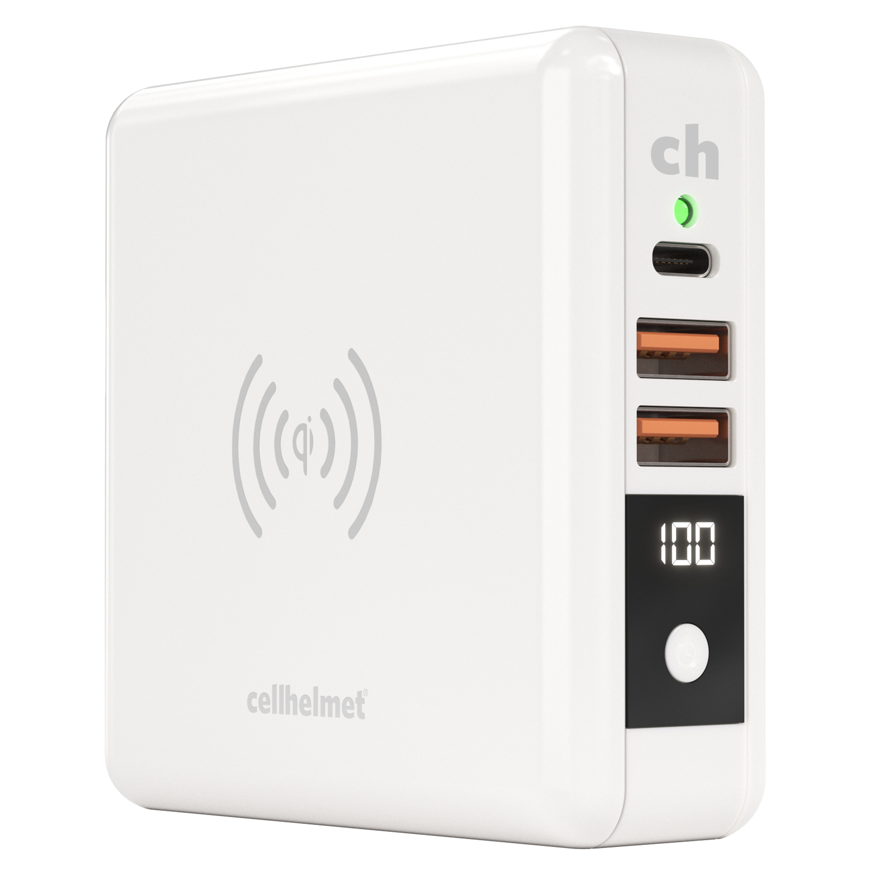 Cellhelmet - Power Bank And Qi Wireless Charger 8000 Mah - White