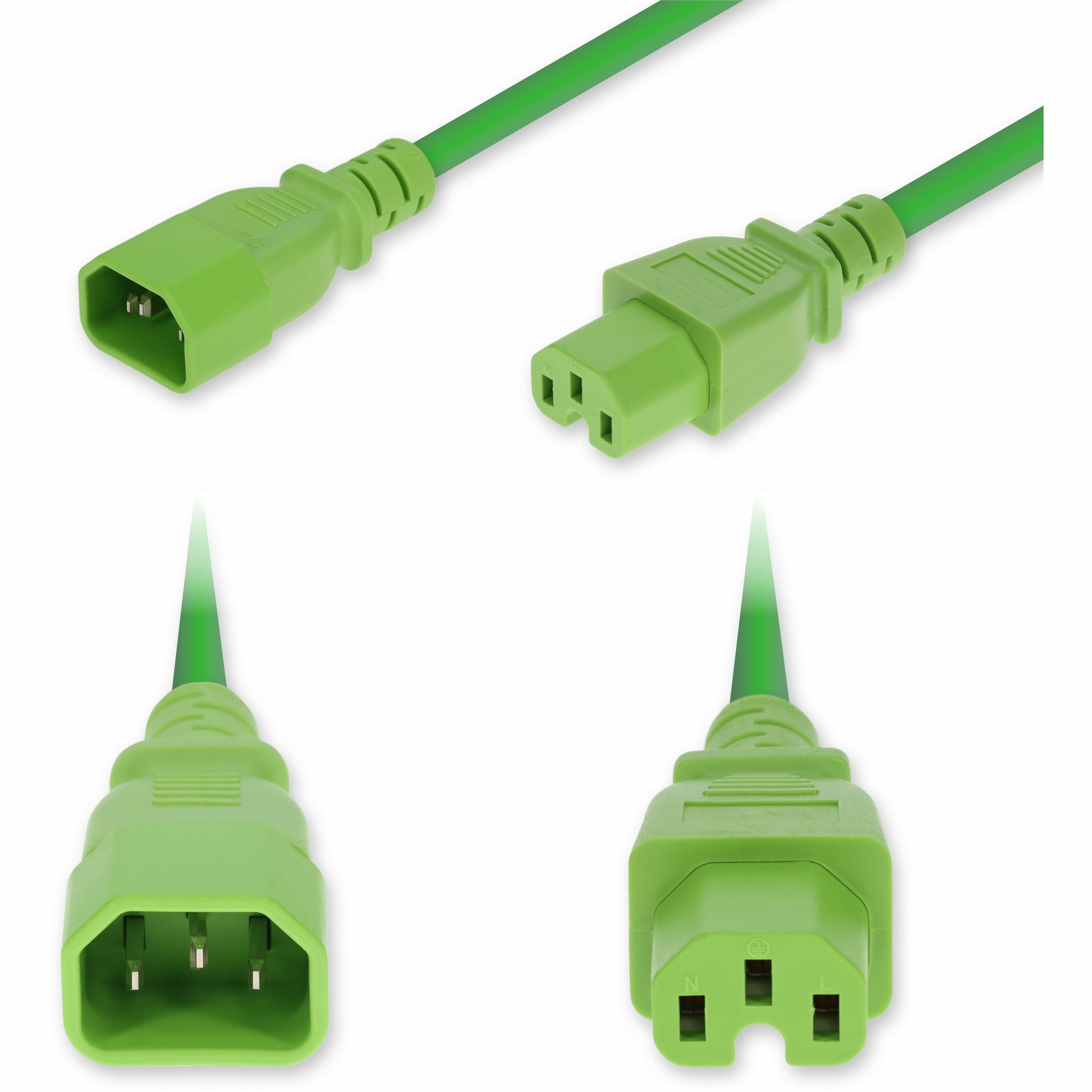 AddOn 10ft C14 Male to C15 Female High-Temperature 14 AWG 250V at 15A PVC SJT (Service Junior Thermoplastic) Green Power Cable