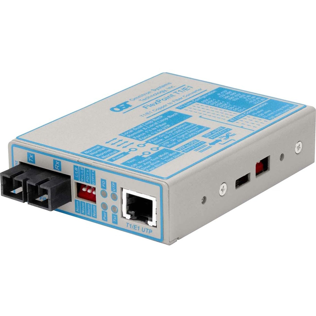 Omnitron FlexPoint T1/E1 Fiber Media Converter RJ48 SC Multimode 5km