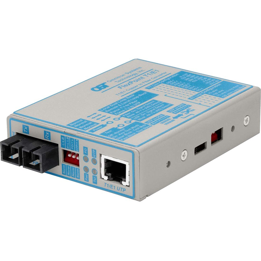 Omnitron FlexPoint T1/E1 Fiber Media Converter RJ48 SC Single-Mode 60km