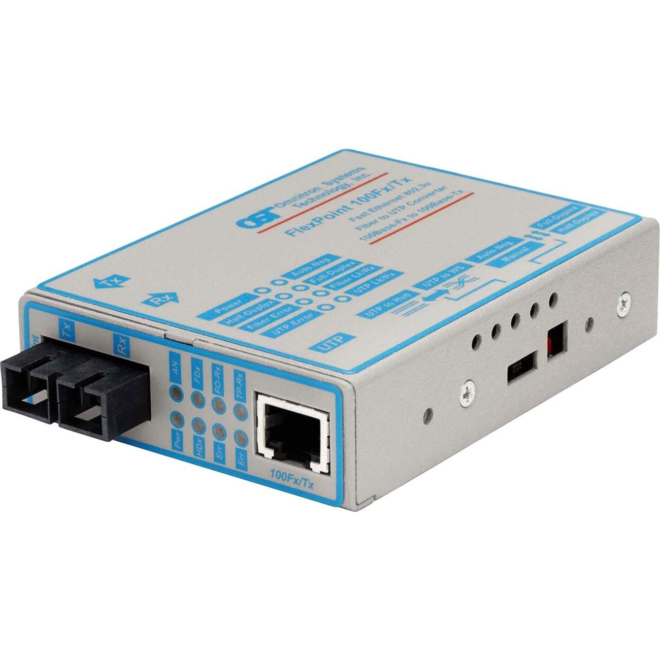 Omnitron FlexPoint 100Mbps Ethernet Fiber Media Converter RJ45 SC Single-Mode 60km