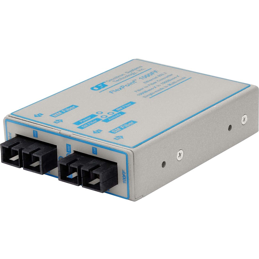 Omnitron FlexPoint 1000Mbps Gigabit Ethernet Fiber to Fiber Media Converter SC Multimode 550m to Single-Mode 80km