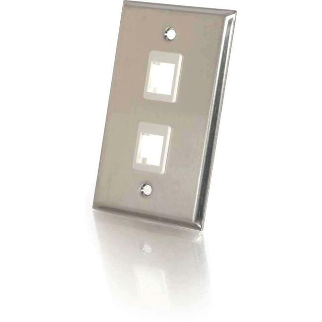 Legrand C2G 2-Port Single Gang Multimedia Keystone Wall Plate - Stainless Steel