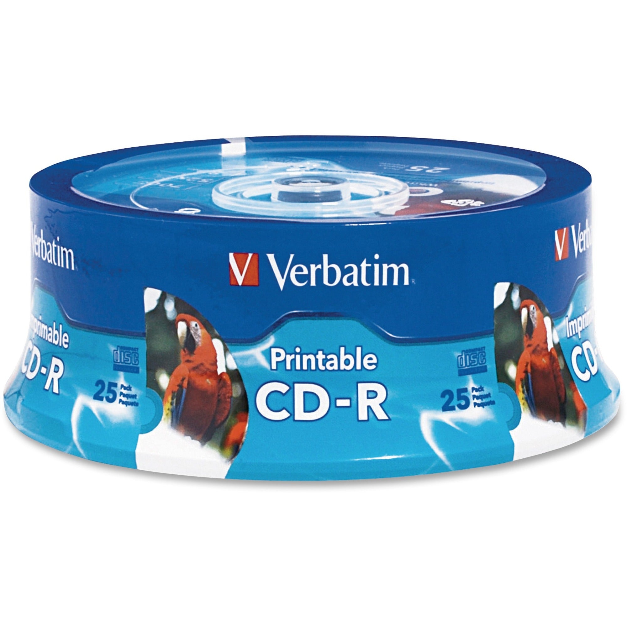 Verbatim CD-R 700MB 52X Verbatim White Inkjet Printable, Hub Printable - 25pk Spindle