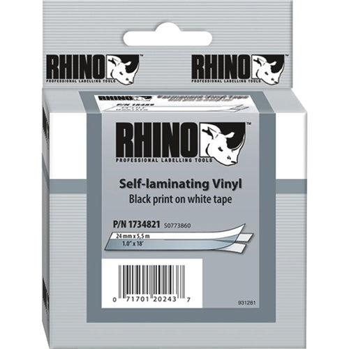 Dymo Self Laminating Thermal Label, 1", White, Wire & Cable Label