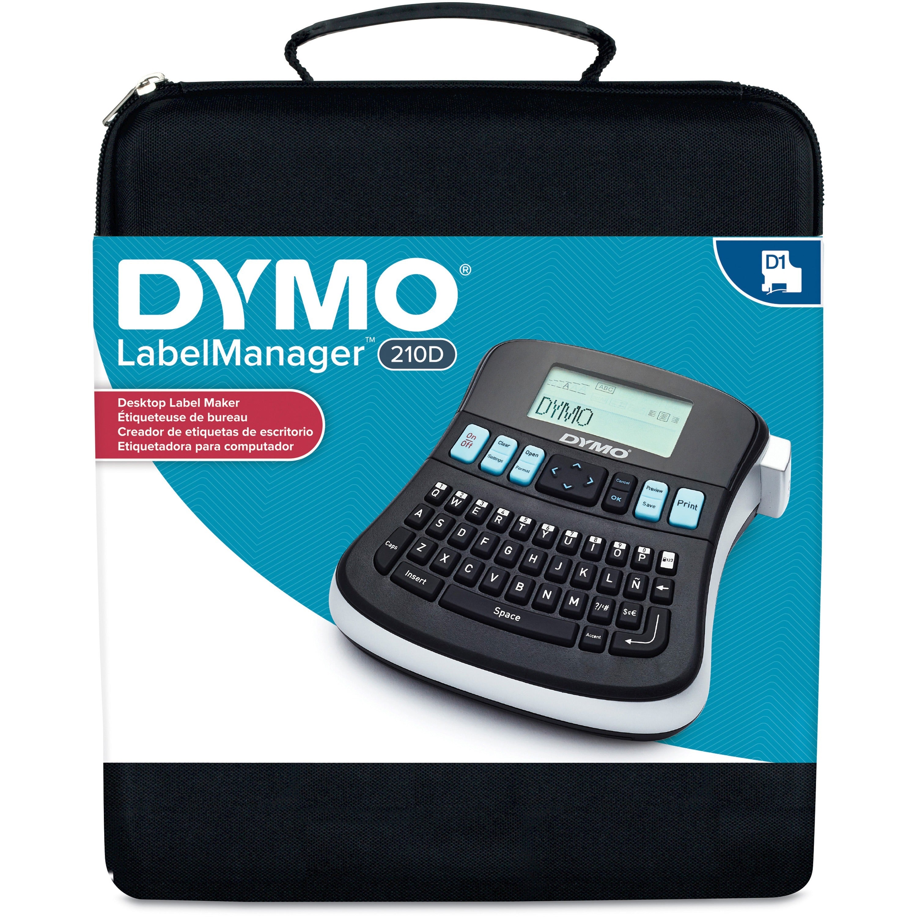 Dymo LabelManager 210D Kit, 0.47", Black