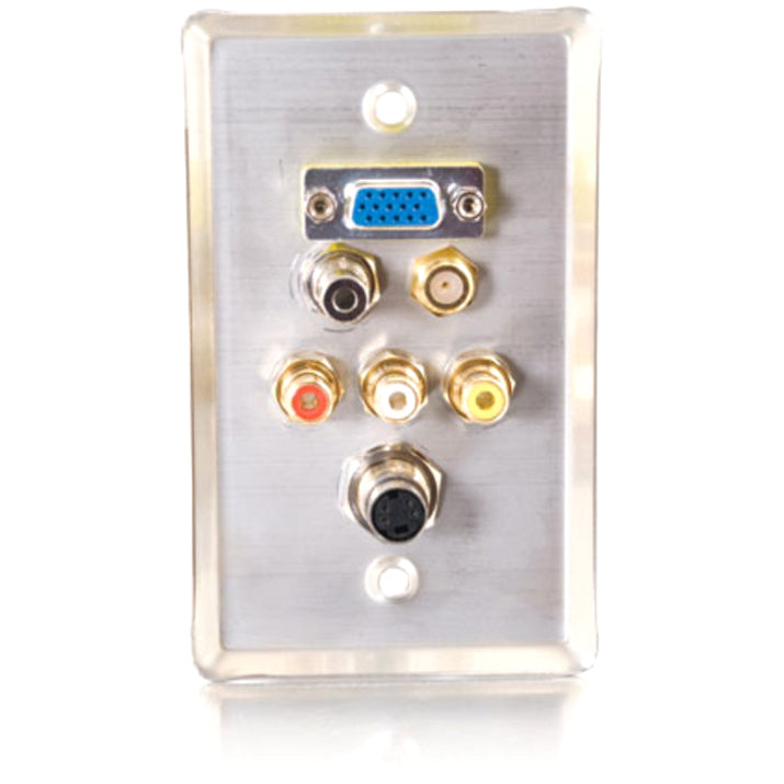 Legrand C2G Single Gang HD15 VGA + F-Type + 3.5mm + S-Video + RCA Audio/Video Wall Plate - Black