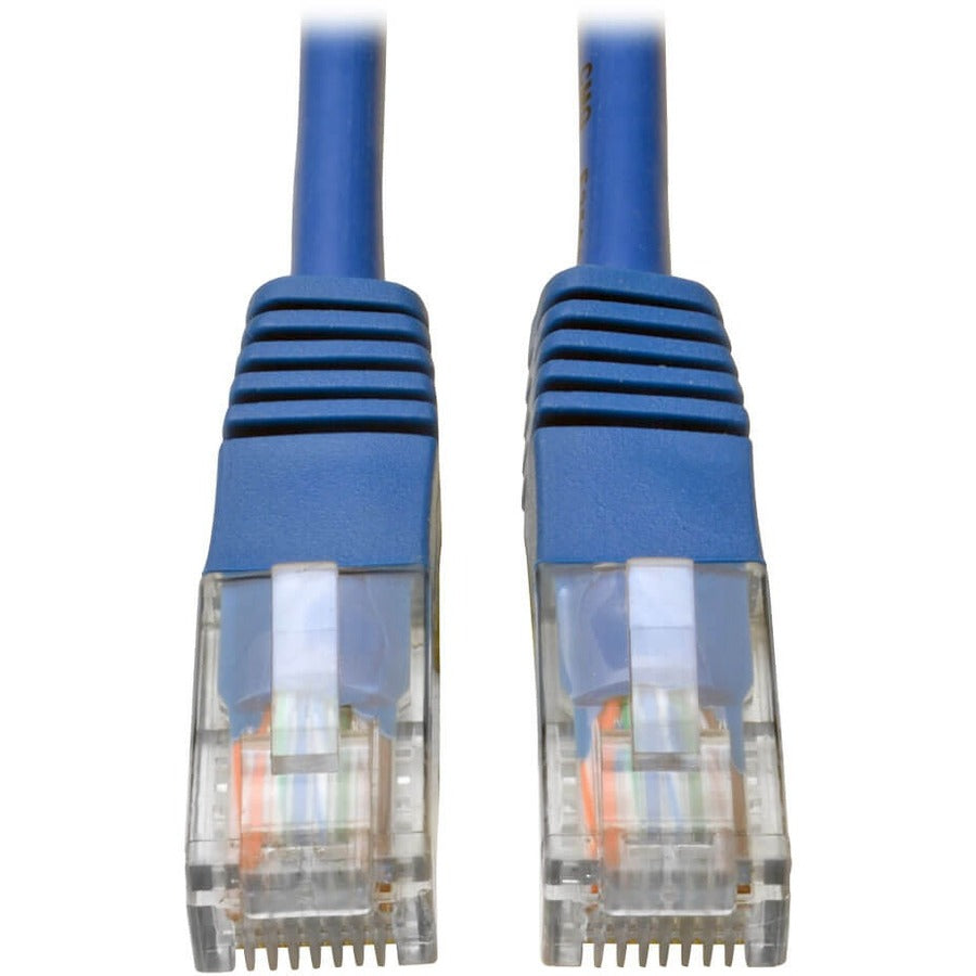 Tripp 100' Cat5e Patch Cable Blue, 1 x RJ-45 Network - Male, 100 ft, Gold, N002