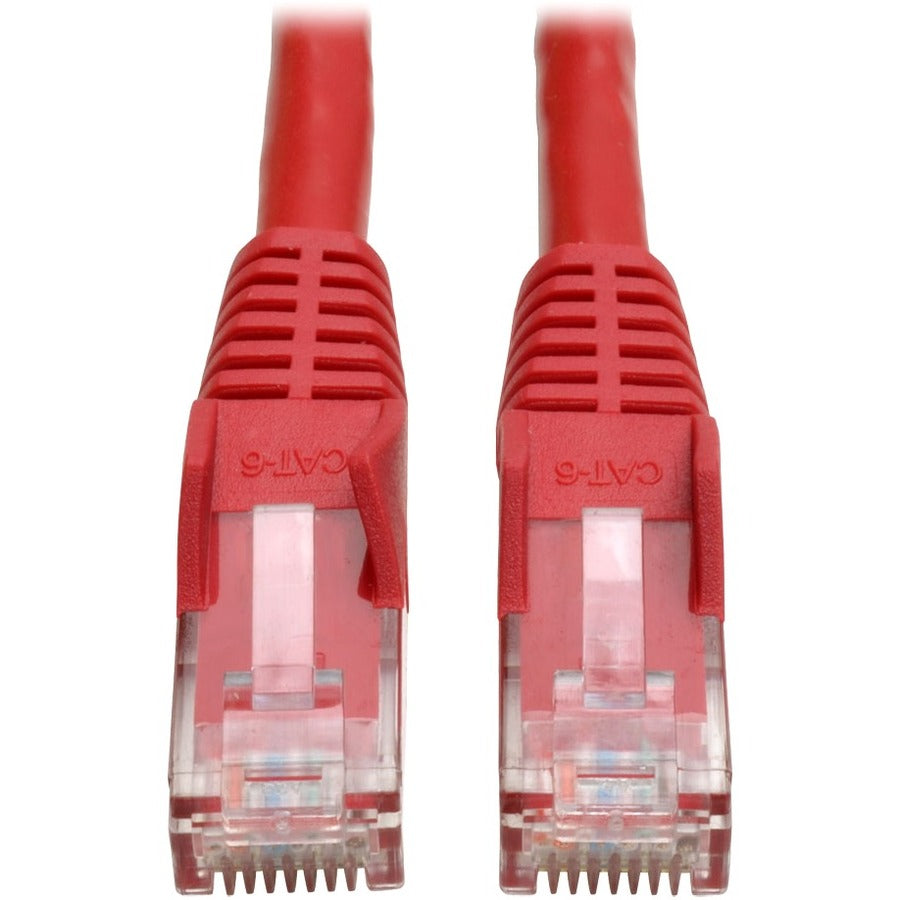 Tripp 10' Cat6 Patch Snagless Red, 1 x RJ-45 Network - Male, 10 ft, Gold, N201-010-RD