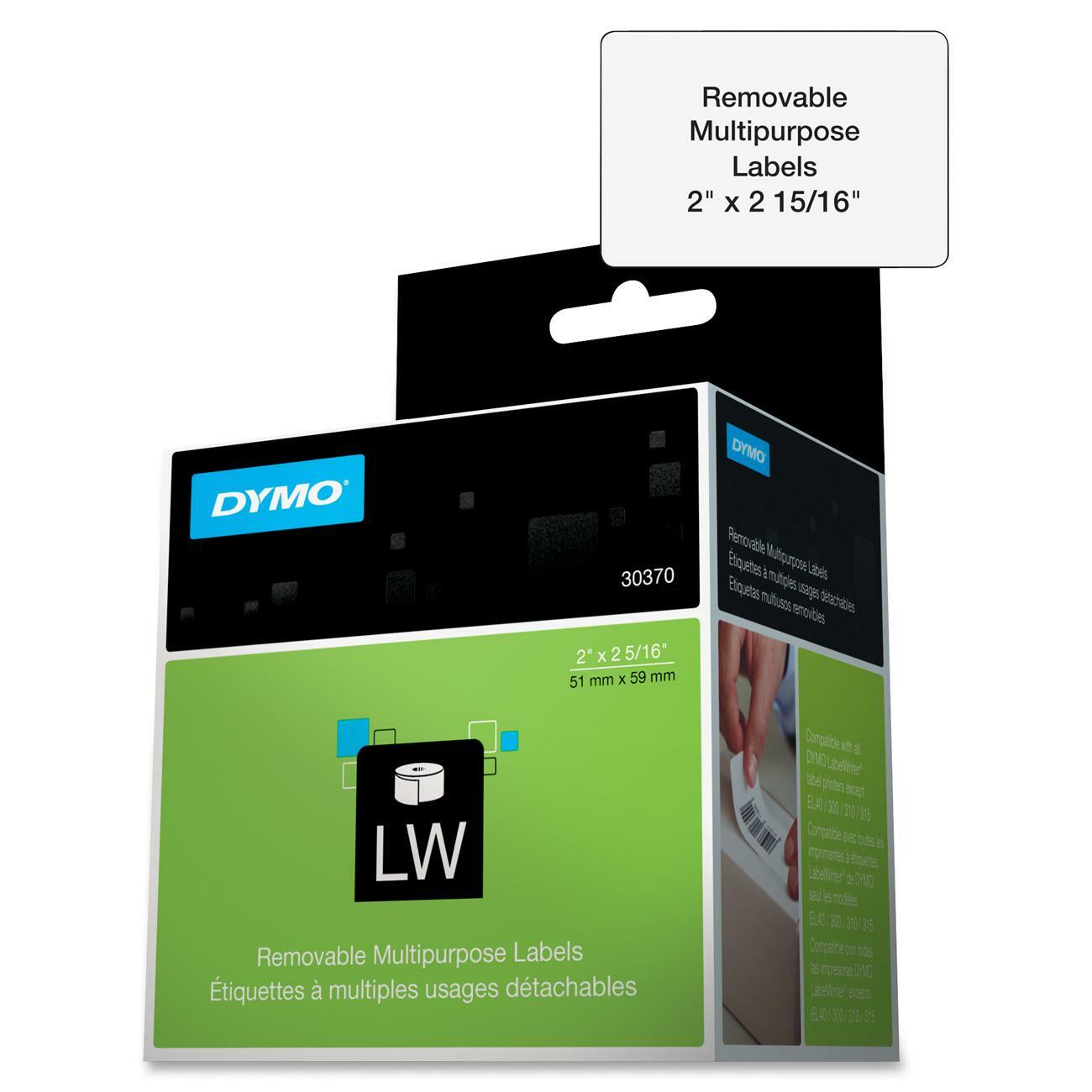 Dymo Removable Multipurpose LabelWriter Labels, 2", White
