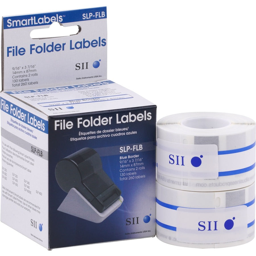 Seiko SLP-FLB White/Blue File Folder Labels