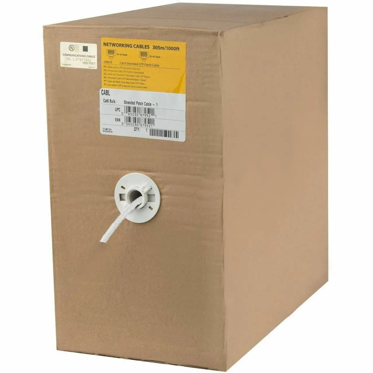 StarTech.com 1000 ft Bulk Cat6 Ethernet Cable - Stranded - CM-Rated for In-Wall Use - Cat 6 UTP Patch Cable - White