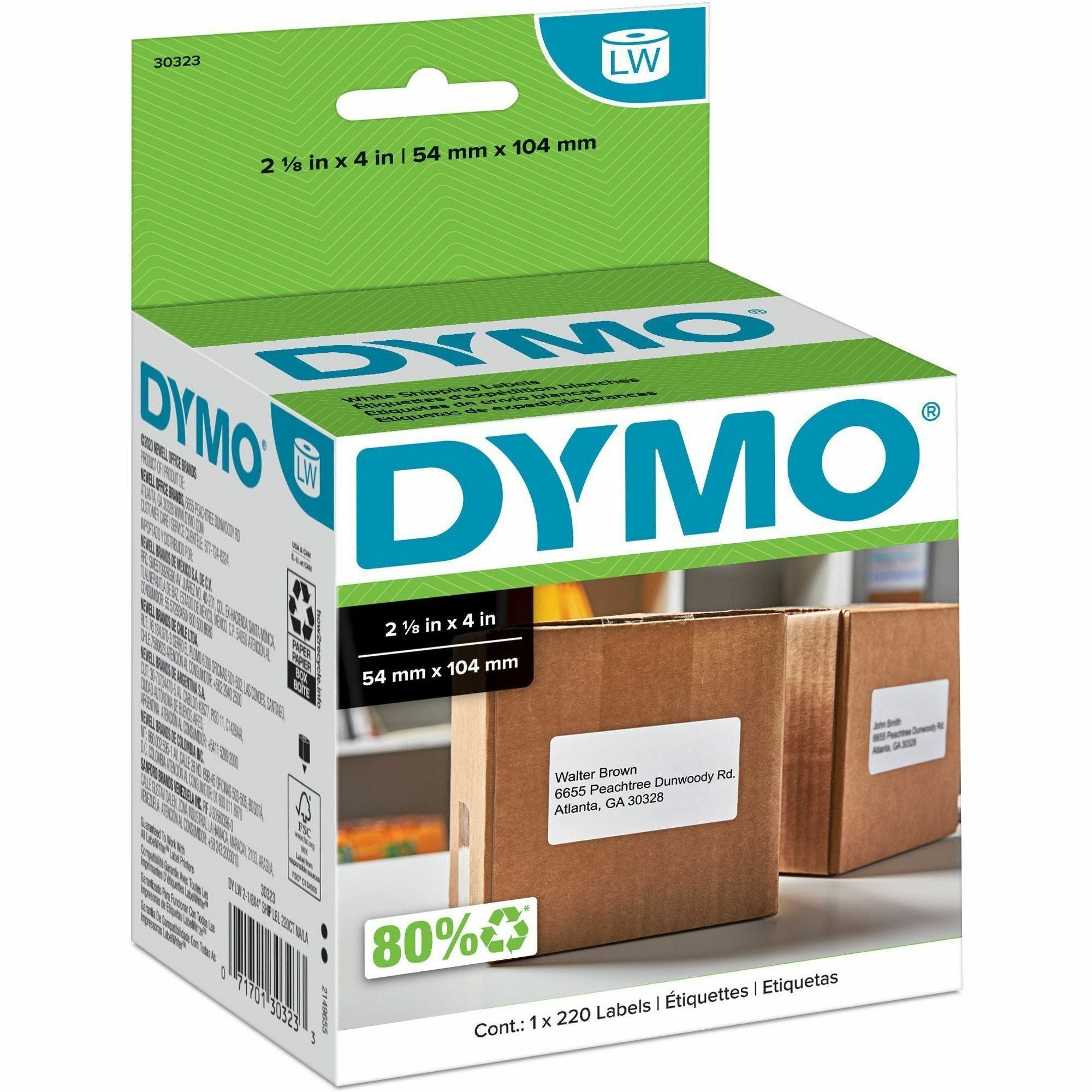 Dymo LW Shipping Labels, 4", White