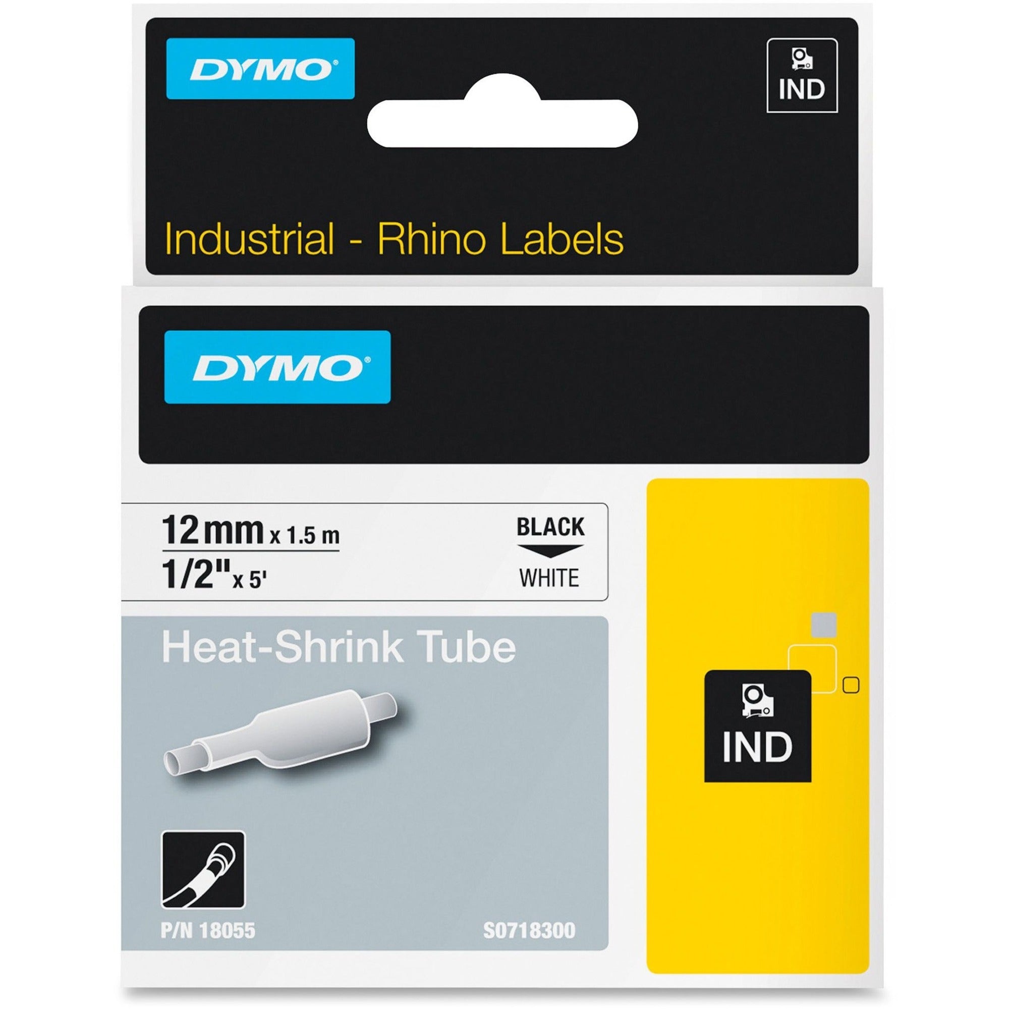 Dymo White Heat Shrink Tube, Black, Wire & Cable Label