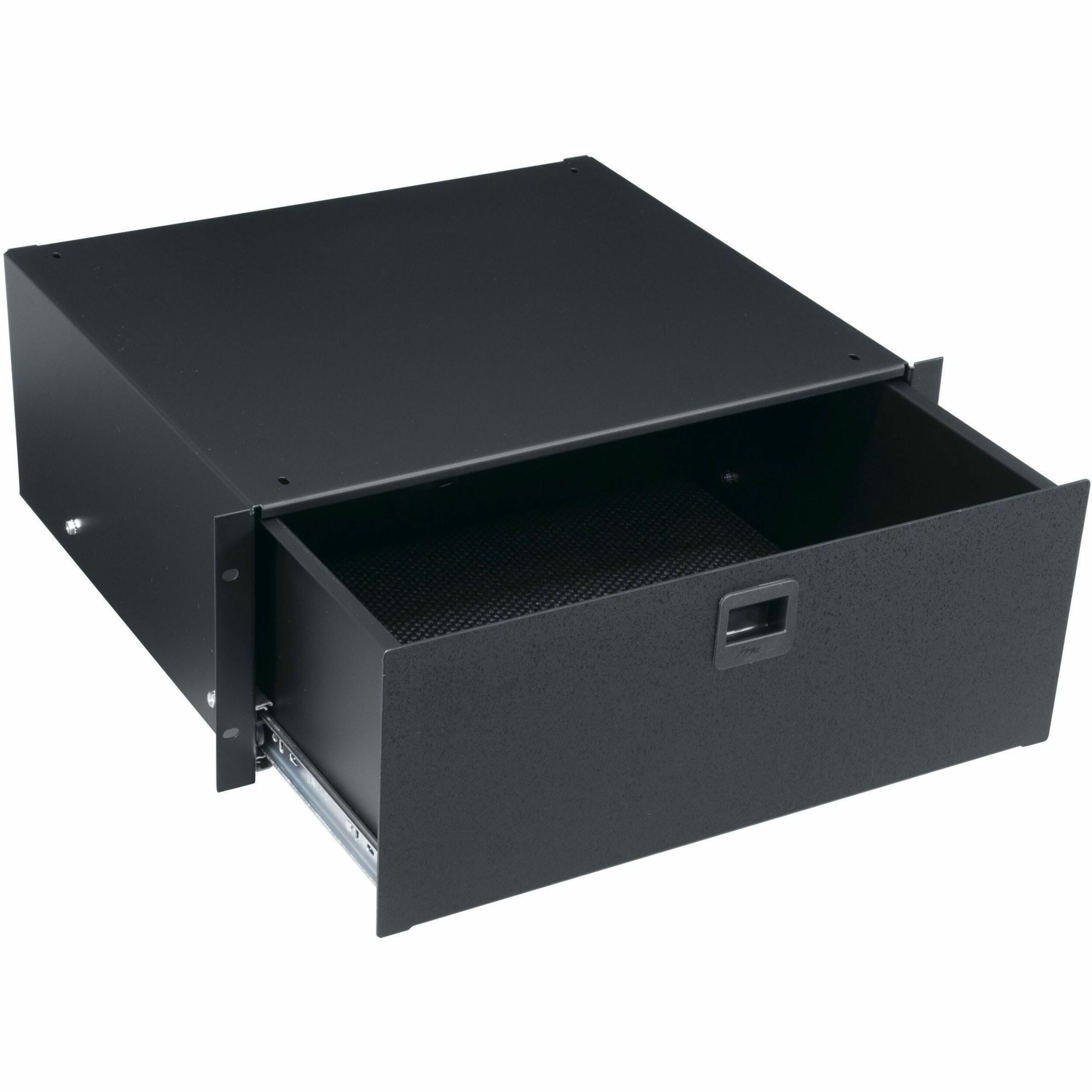 Middle Atlantic 4RU Rack Drawer, 4RU Heavy Duty Rack Mount Drawer - Textured Black Powder Coat Face Finish Drawer Mat Rear Cable Grommet, 50 lb, Black