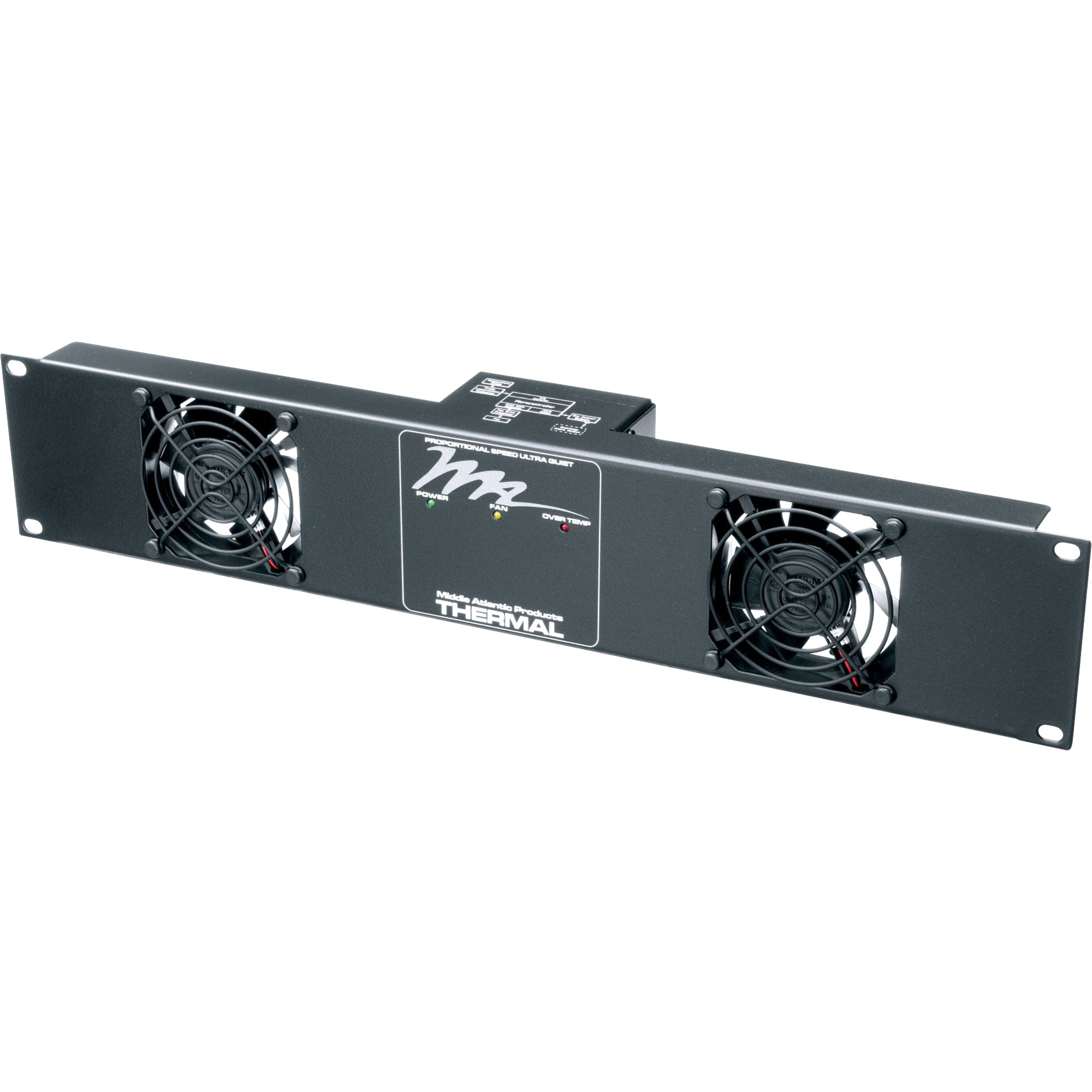 Legrand Middle Atlantic UQFP-2 Fan Tray - 2 Fan - 110 V AC - 2U - 50 CFM - Black