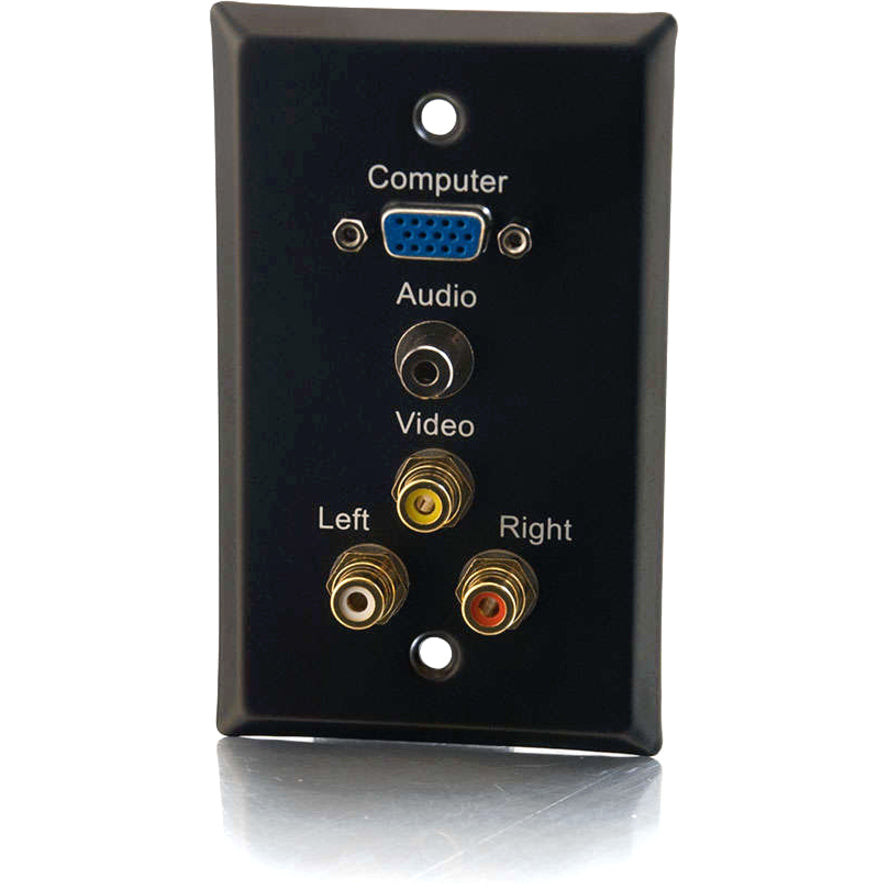 Legrand C2G Single Gang HD15 VGA + 3.5mm + Composite Video + Stereo Audio Wall Plate - Black