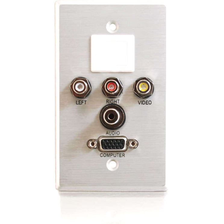 Legrand C2G Single Gang HD15 + 3.5mm + RCA A/V + Keystone Wall Plate - Brushed Aluminum
