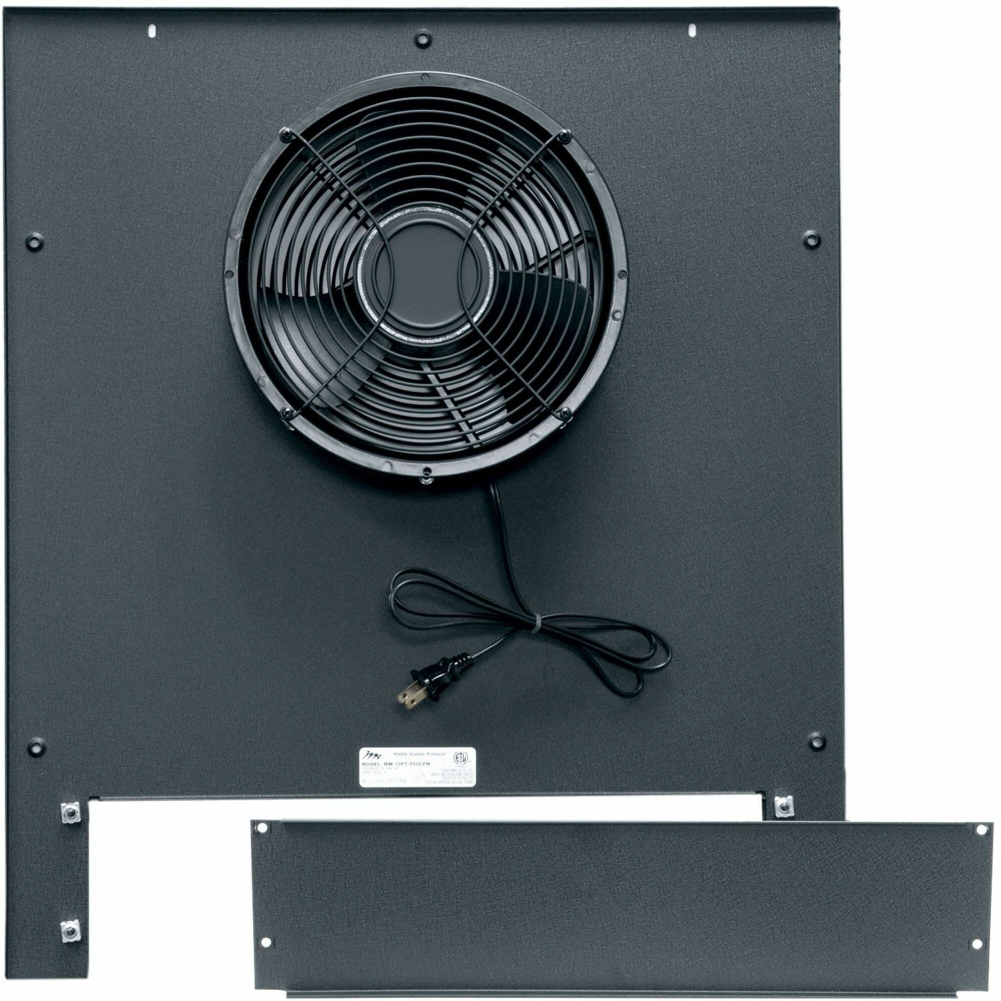 Legrand Middle Atlantic 550 CFM Fan Top, Black, Racks - 550 CFM, 10 in, MW-10FT-550CFM