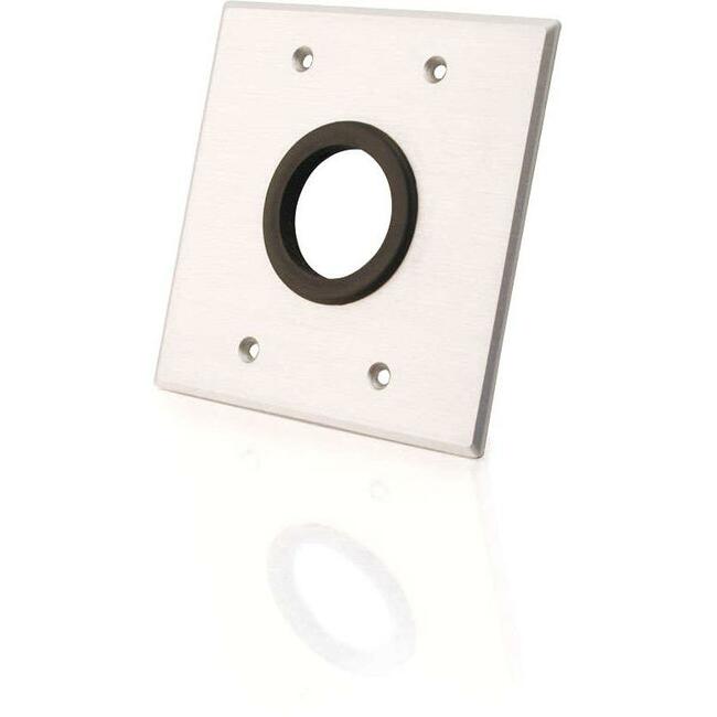 Legrand C2G 1.5in Grommet Cable Pass Through Double Gang Wall Plate - Brushed Aluminum