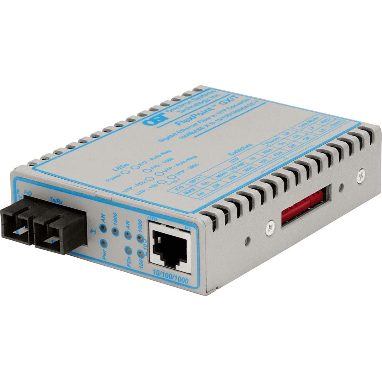 Omnitron FlexPoint 10/100/1000 Gigabit Ethernet Fiber Media Converter RJ45 SC Multimode 550m