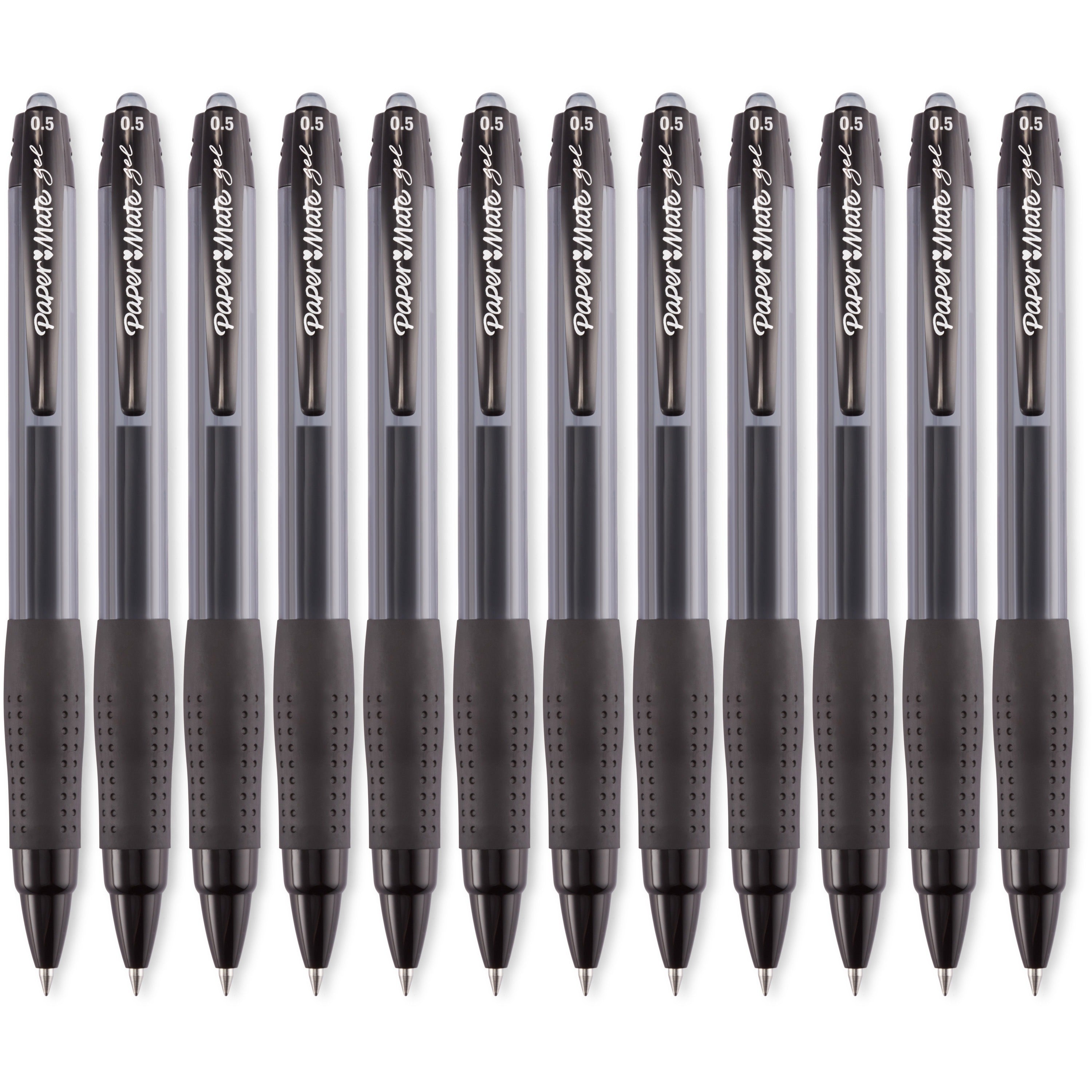 Newell Paper Mate Retractable Pigmented Gel Ink Pens, 0.5 mm, Black