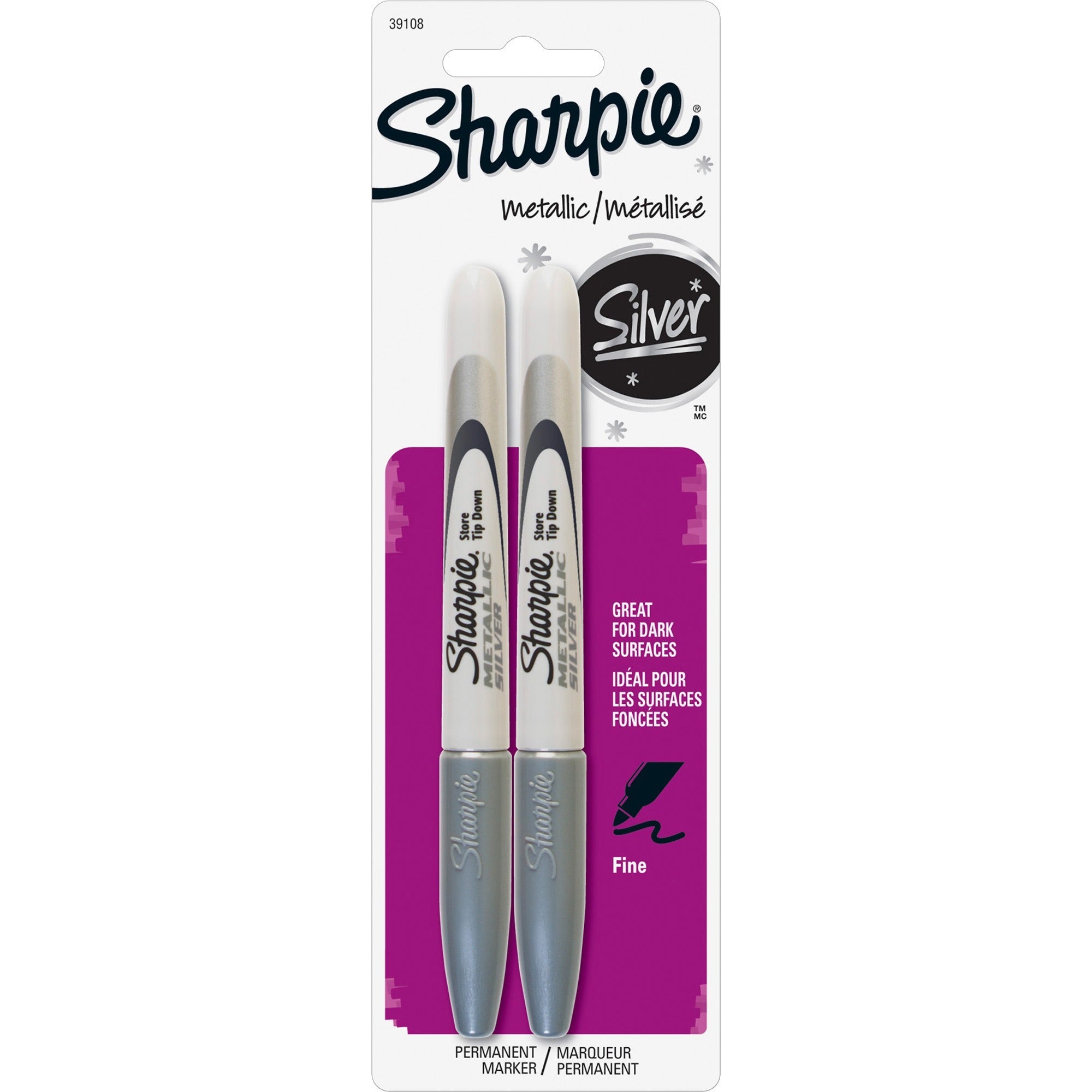 Sharpie Metallic Permanent Markers, 39108PP, Silver