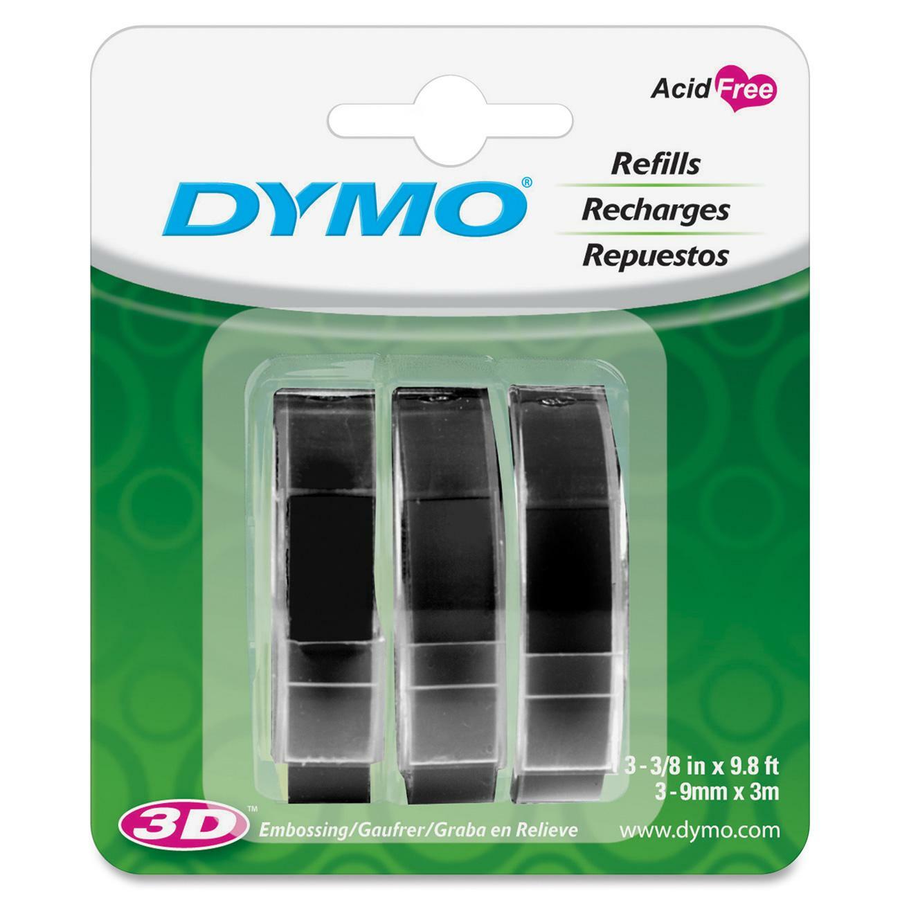 Dymo 1741670 Glossy Embossing Tape, Black