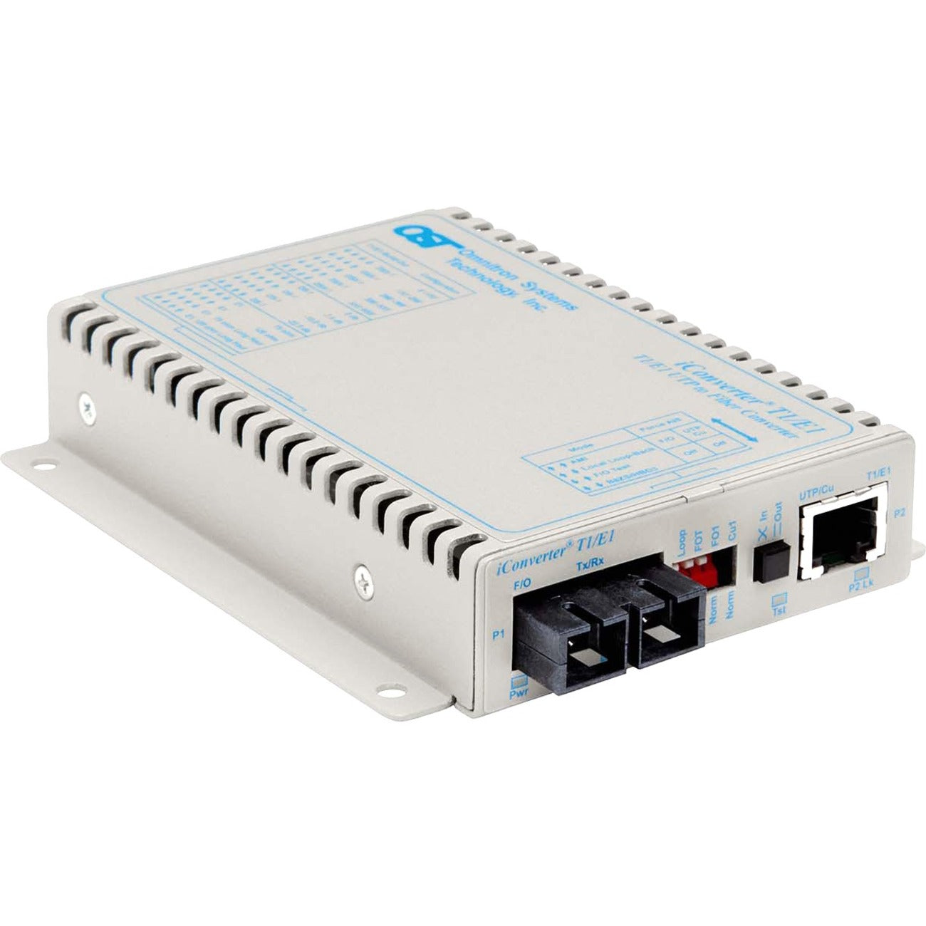 Omnitron iConverter T1/E1 Fiber Media Converter RJ48 SC Single-Mode 30km Wide Temp