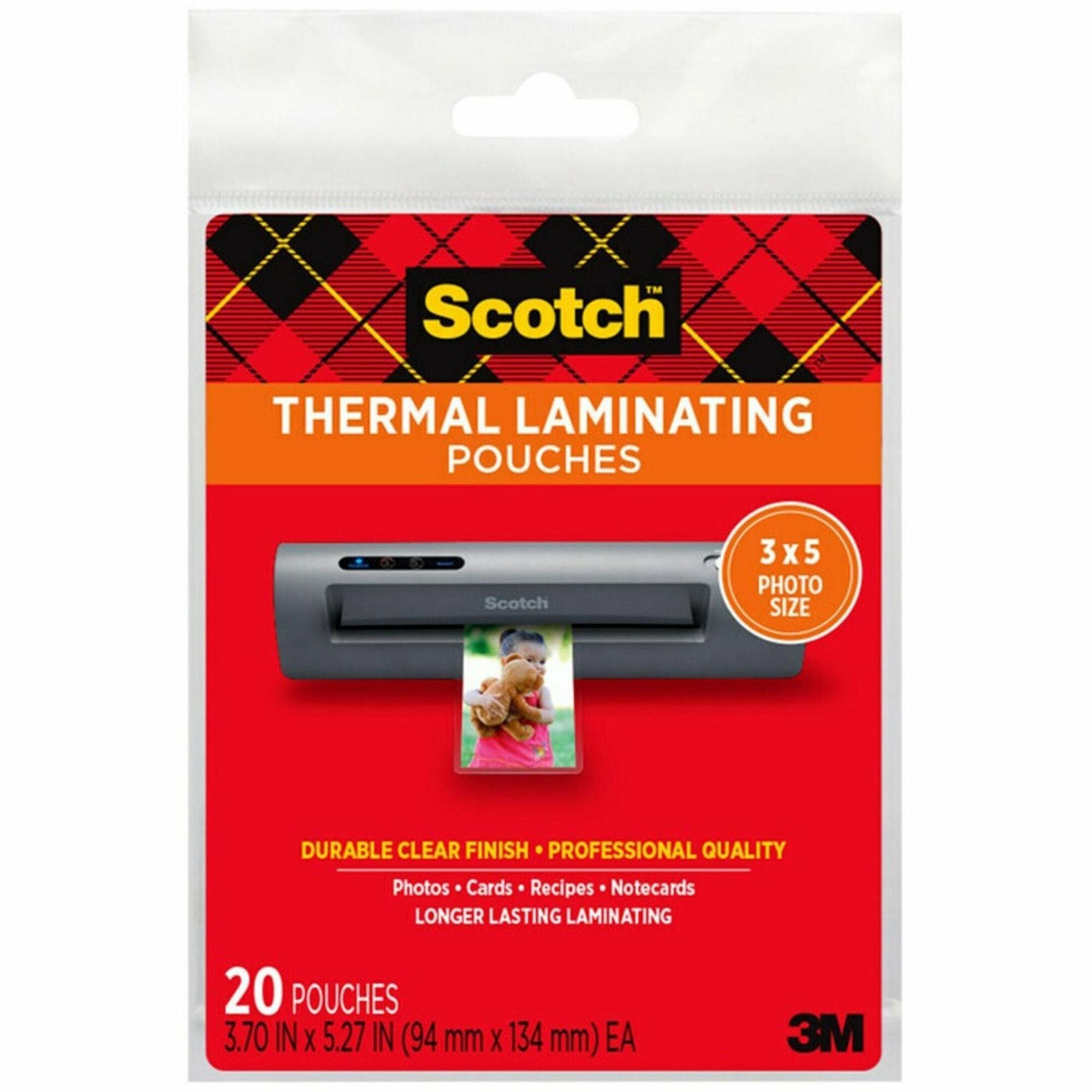 Scotch Thermal Laminating Pouches, 3.70", Clear, TP590220, 5.20"