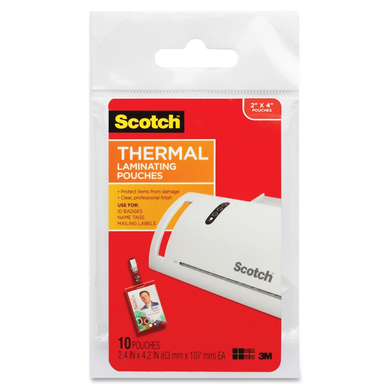 Scotch Thermal Laminating Pouches, 2.40", Clear, TP585210, 4.20"