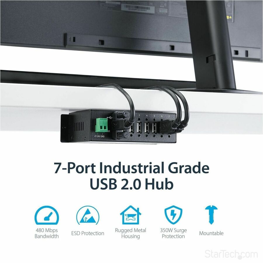 StarTech.com Mountable Rugged Industrial 7 Port USB 2.0 Hub