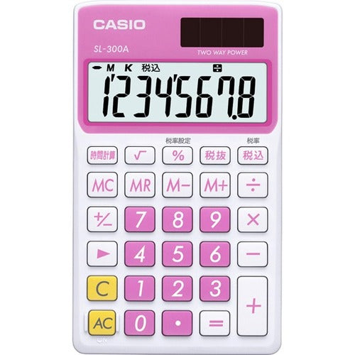 Casio SL-300VC Portable Calculator - 8 Digits - Battery/Solar Powered - 2.8" Width x 4.7" Depth - Sweet Pink