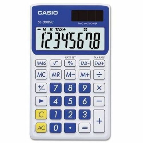 Casio SL-300VC Portable Calculator - 8 Digits - Battery/Solar Powered - Aqua Blue