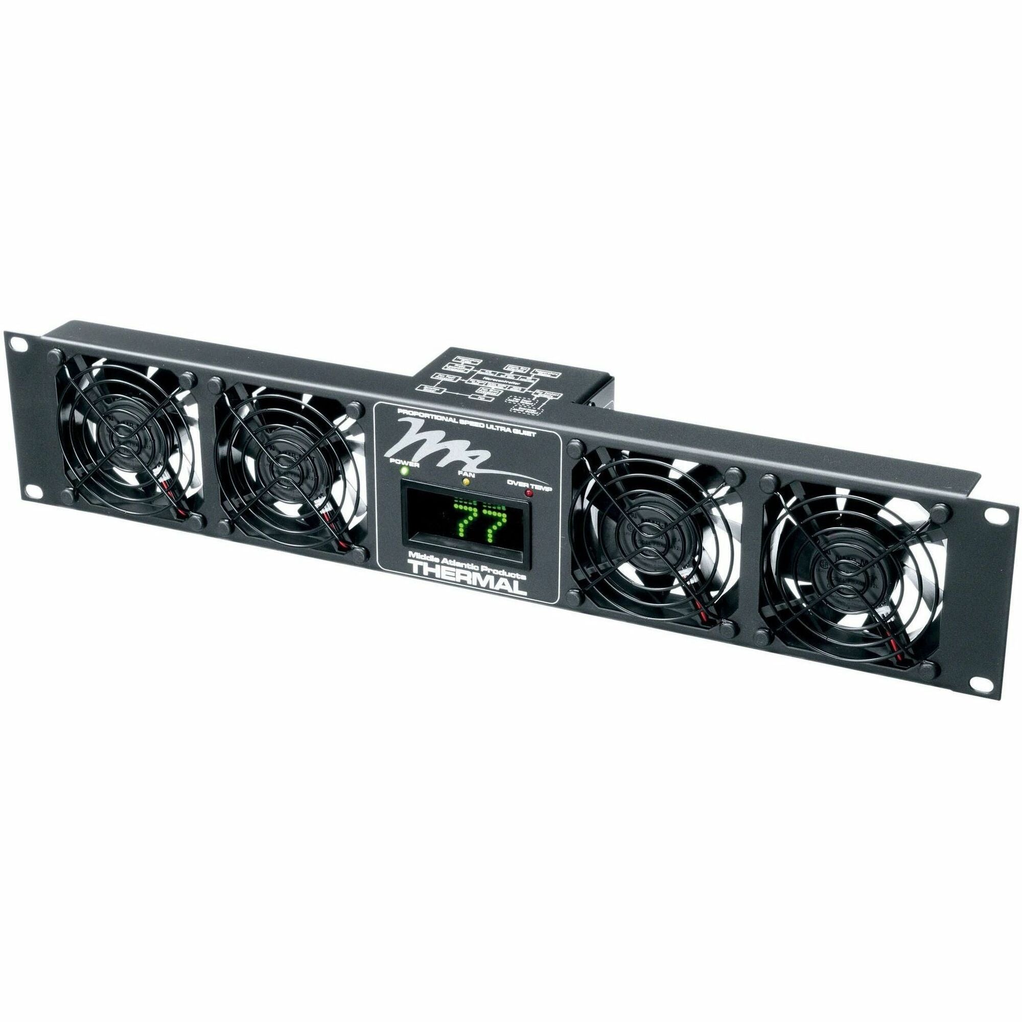 Legrand Middle Atlantic UQFP Series Ultra Quiet Fan Panel - 100 CFM Fan Panel with Display