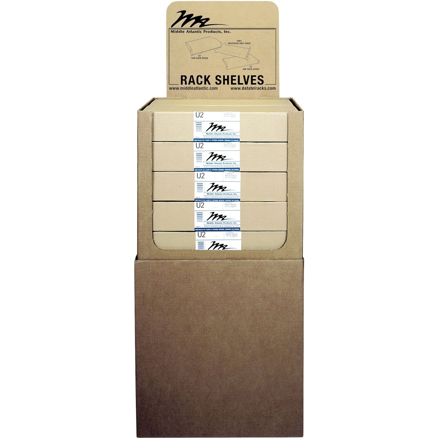 Middle Atlantic U2RP6 Rack Shelf, 50 lb, Black