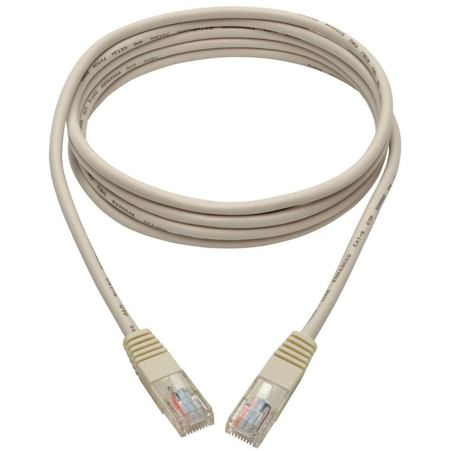 Eaton Tripp Lite Series Cat5e 350 MHz Molded (UTP) Ethernet Cable (RJ45 M/M), PoE - White, 7 ft. (2.13 m)
