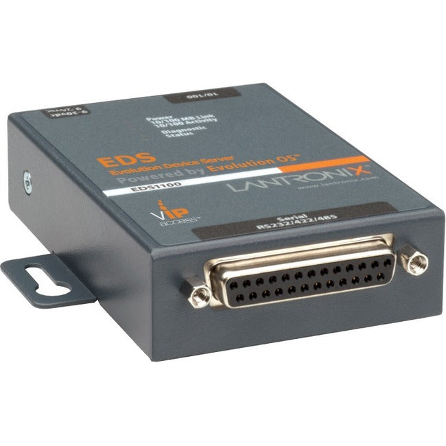Lantronix One Port Secure Serial (RS232/ RS422/ RS485) to IP Ethernet Device Server; Up to 256-bit AES encryption; SSH/SSL/TLS Enterprise Security with PKI; International 110-240