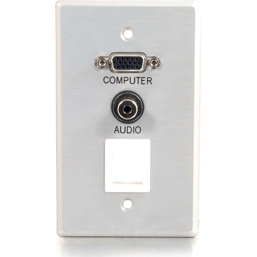 c2g-vga-3-5mm-audio-pass-through-single-gang-wall-plate-w-1-keystone-brushed-aluminum