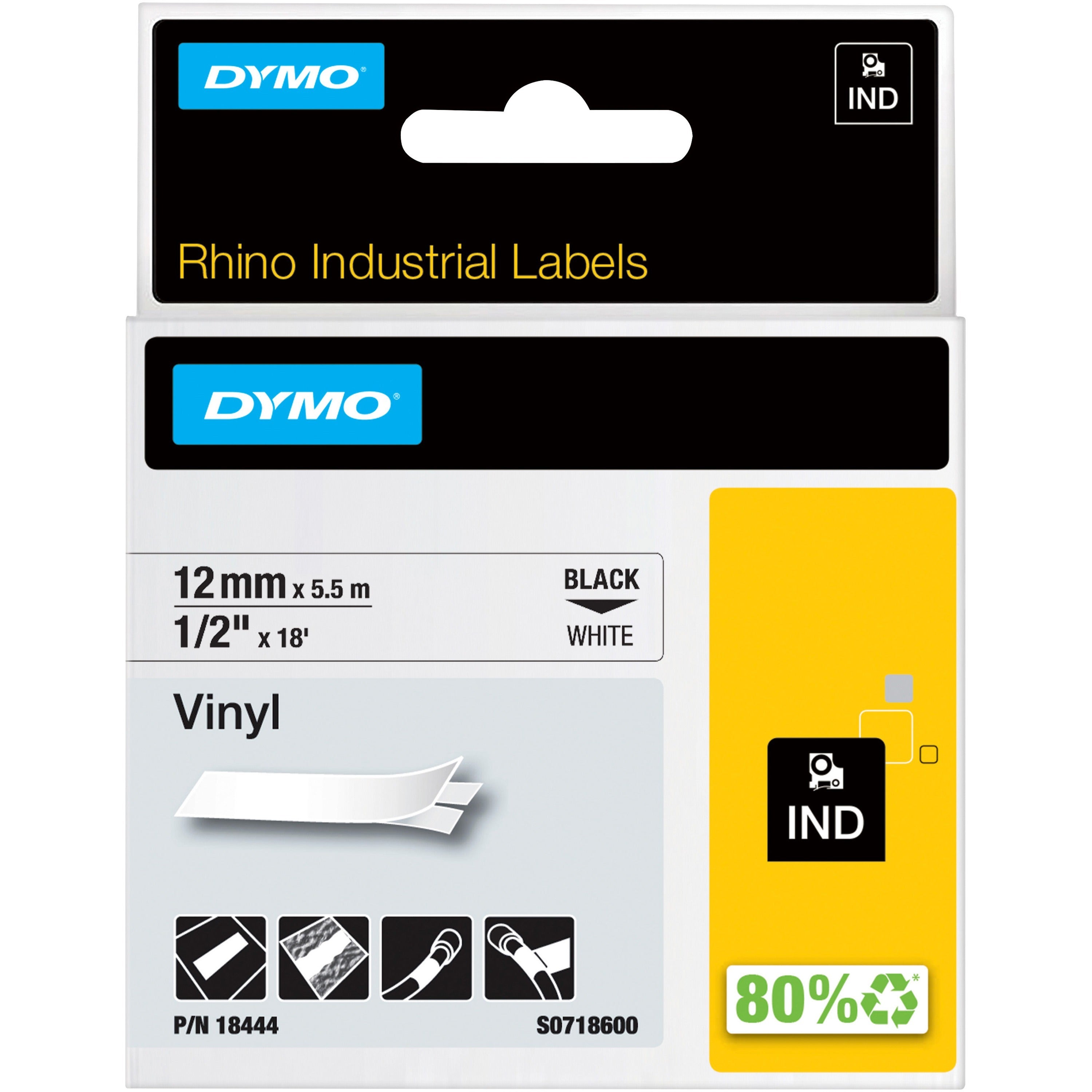Dymo Rhino Industrial Vinyl Labels, White