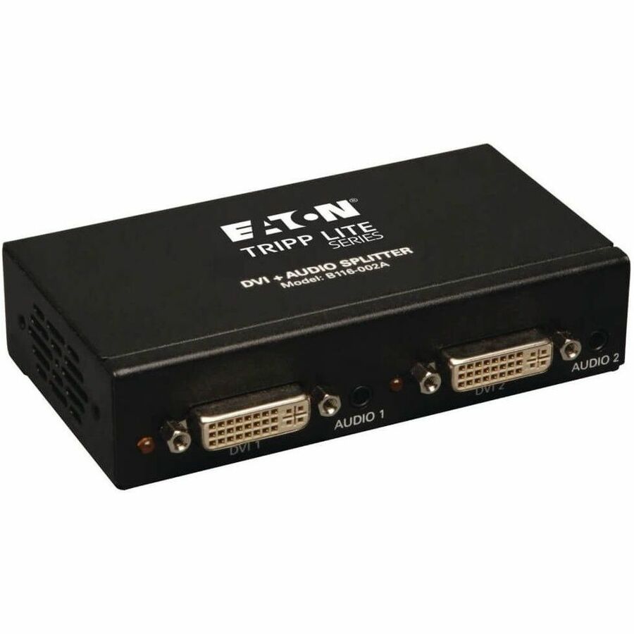 Eaton Tripp Lite Series 2-Port DVI Splitter with Audio and Signal Booster, Single-Link 1920x1200 at 60Hz/1080p (DVI F/2xF), TAA
