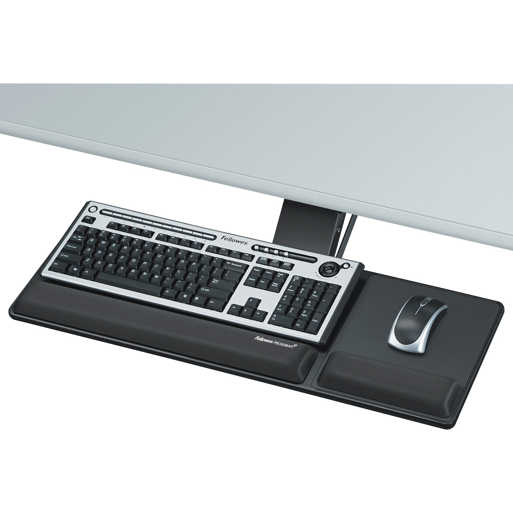Fellowes Designer Suites&trade; Compact Keyboard Tray, 1.25", Black, 10.50 lb